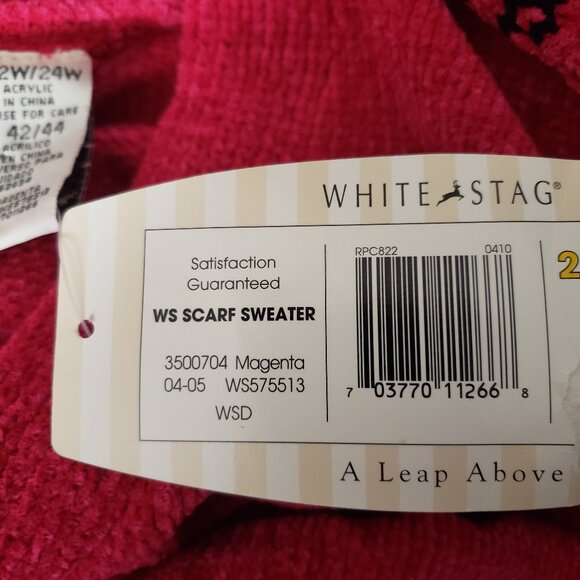NWT White Stag Scarf Sweater Set Plus Size 22W 24W Magenta Soft Warm Chenille - Picture 9 of 10